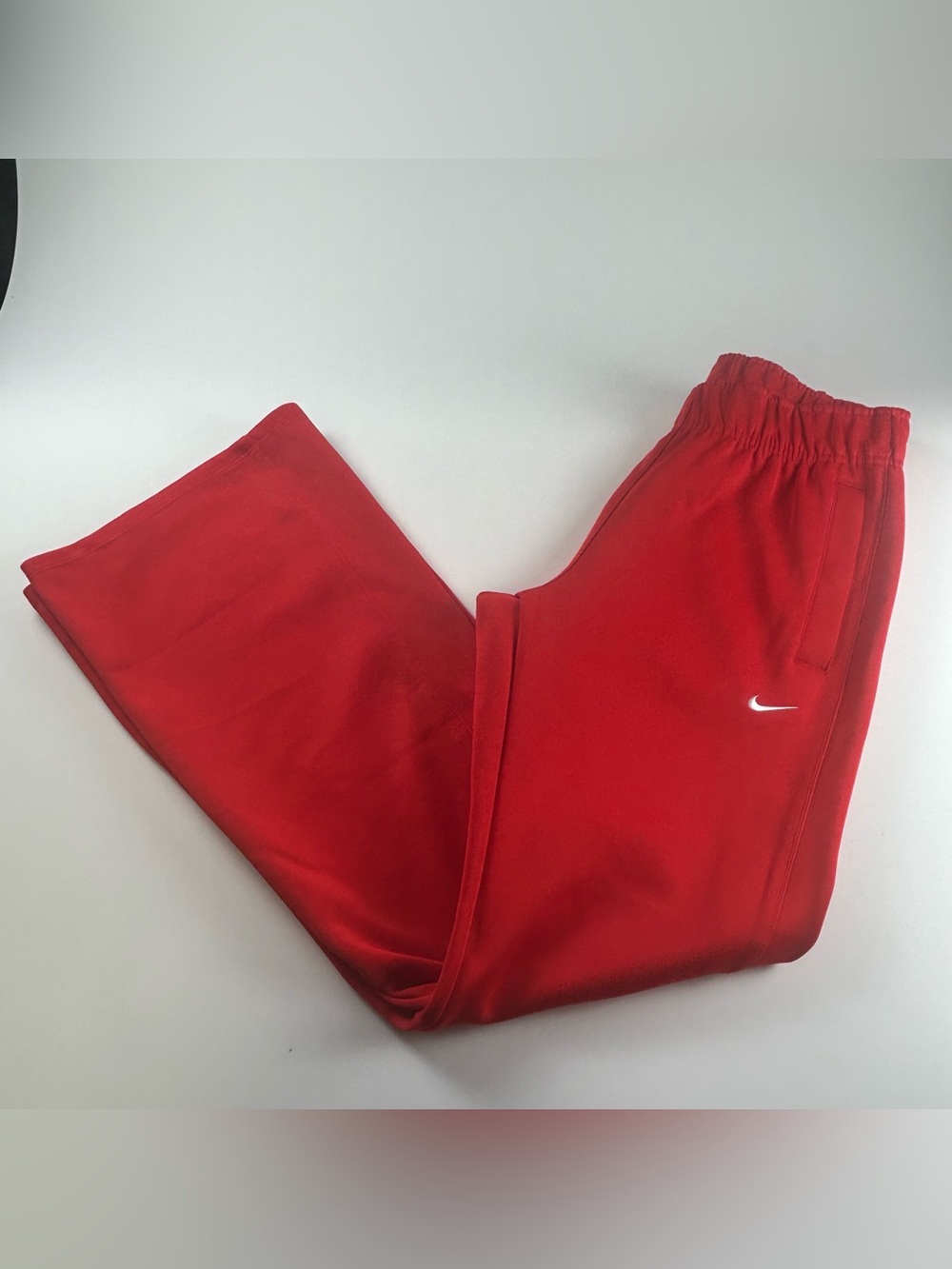 Nike WMNS SZ M Windrunner Phoenix Knit Red Long Baggy Wide Leg Pants Sweatpants